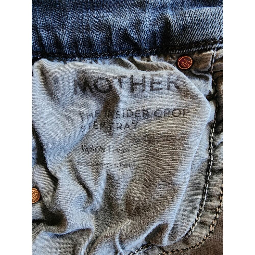 Mother The Insider Crop Step Fray Jeans Night In Venice Dark Wash 25 - Picture 4 of 11
